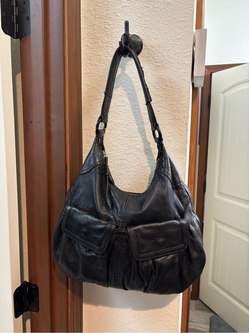Cole Haan Black Pebbled Leather Shoulder Bag